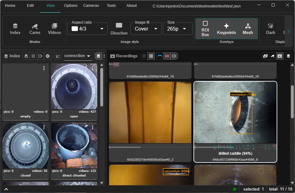 The view menu and some settings in action View menu